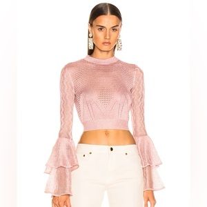 Self-Portrait Pink Lurex Top
